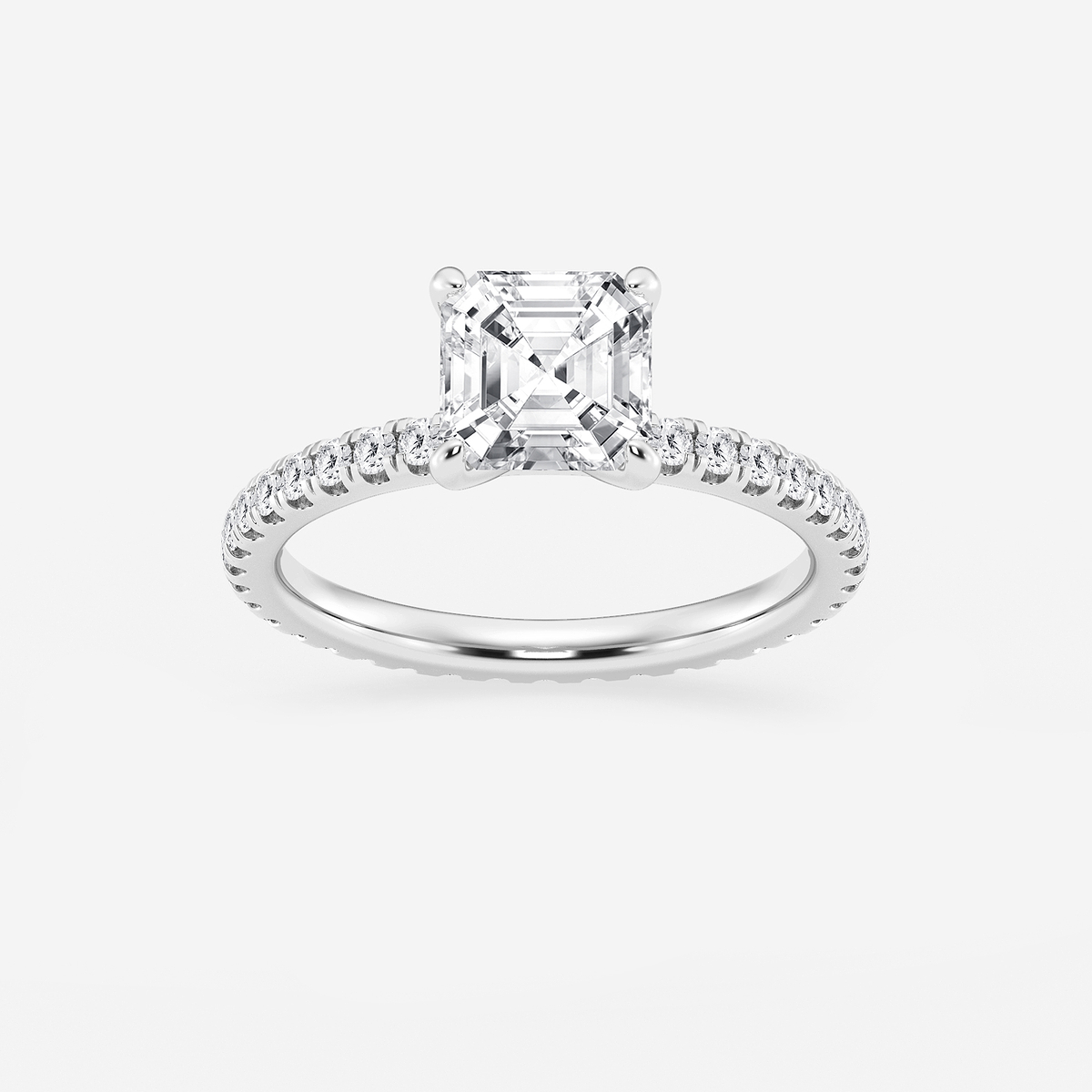 2 ctw Asscher Lab Grown Diamond Eternity Engagement Ring